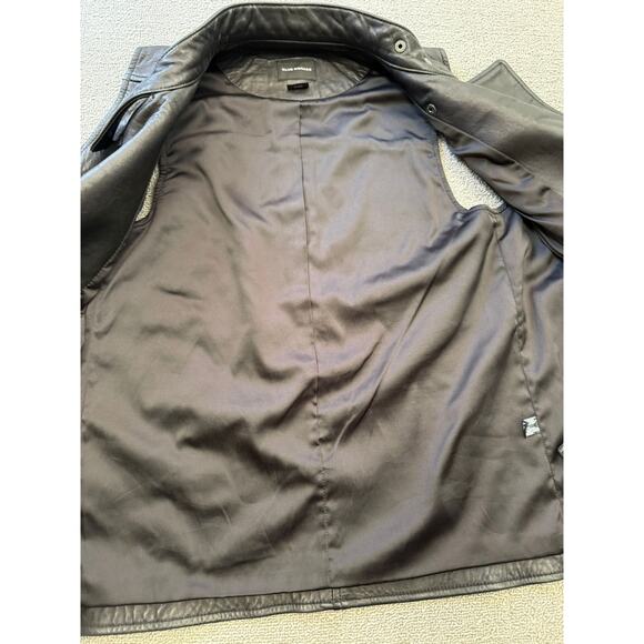 Club Monaco Women's XS Black 100% Lamb Leather Asymmetrical Zip Biker Vest - Picture 8 of 12